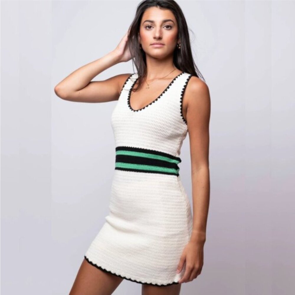 HEARTLOOM Nile Crochet Knit Mini Dress, M NWT
